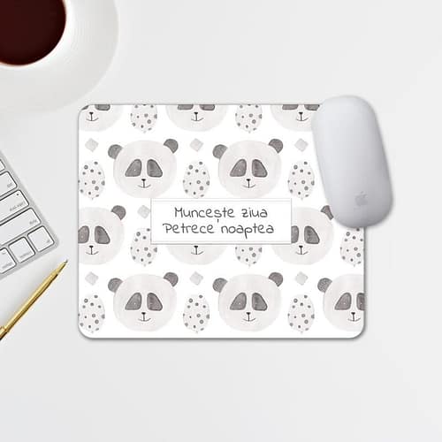 Mouse pad personalizat cu text si fundal cu panda, 02