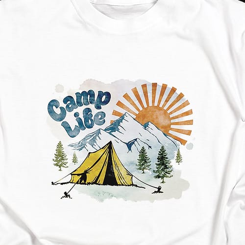 Tricou personalizat cu peisaj si text Camp life, 02
